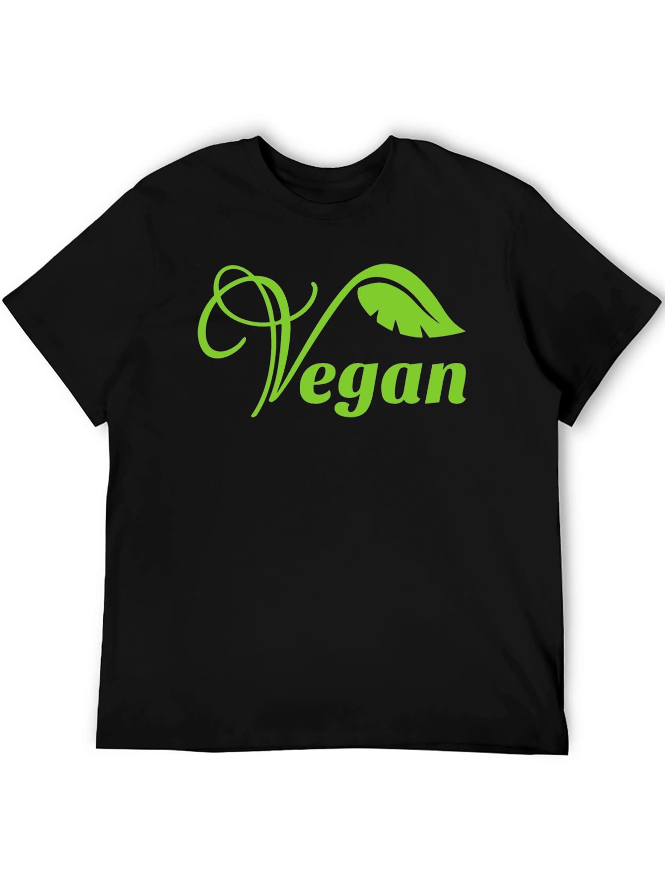 Vegan Leaf Graphic T-Shirt - Black
