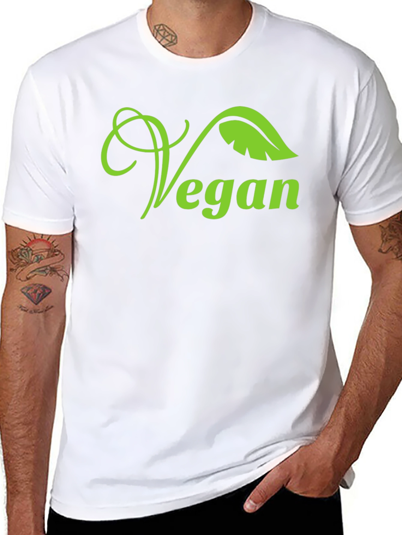 Vegan Leaf Graphic T-Shirt - Black