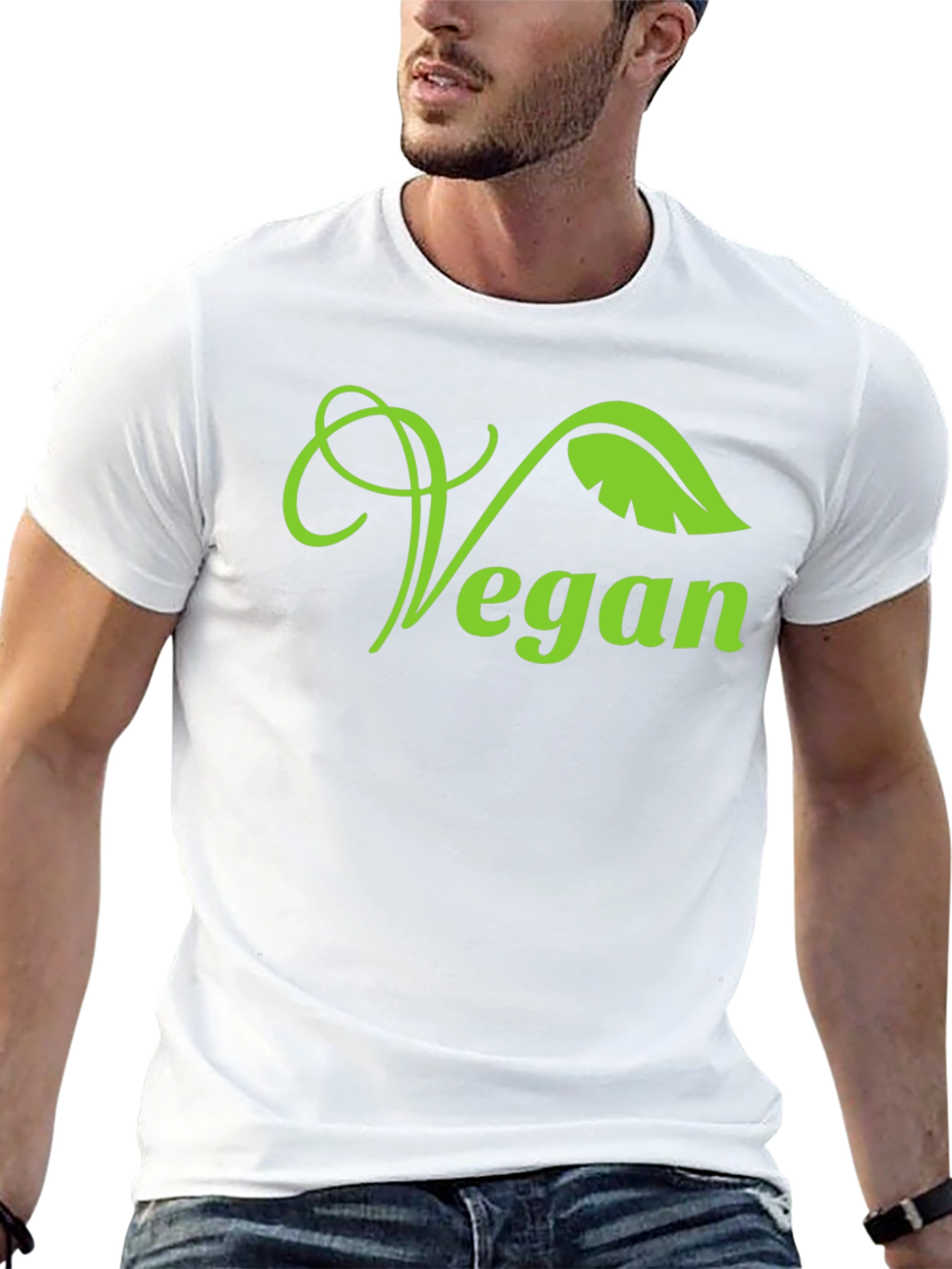 Vegan Leaf Graphic T-Shirt - Black