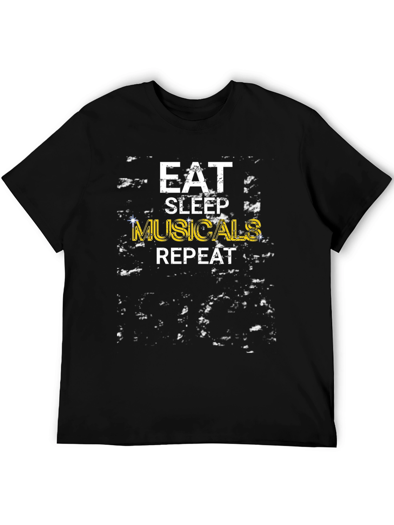 Eat Sleep Musicals Repeat Black Graphic T-Shirt