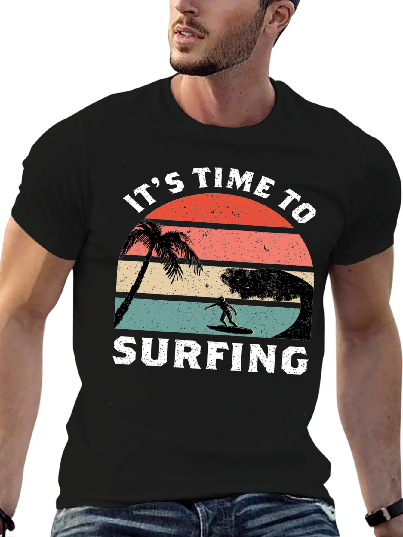 Its Time To Surfing T-Shirt - Black