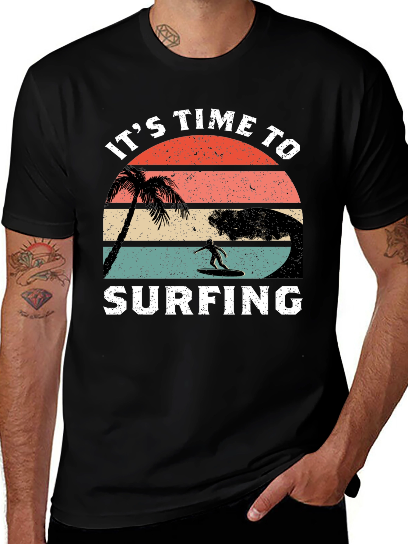 Its Time To Surfing T-Shirt - Black