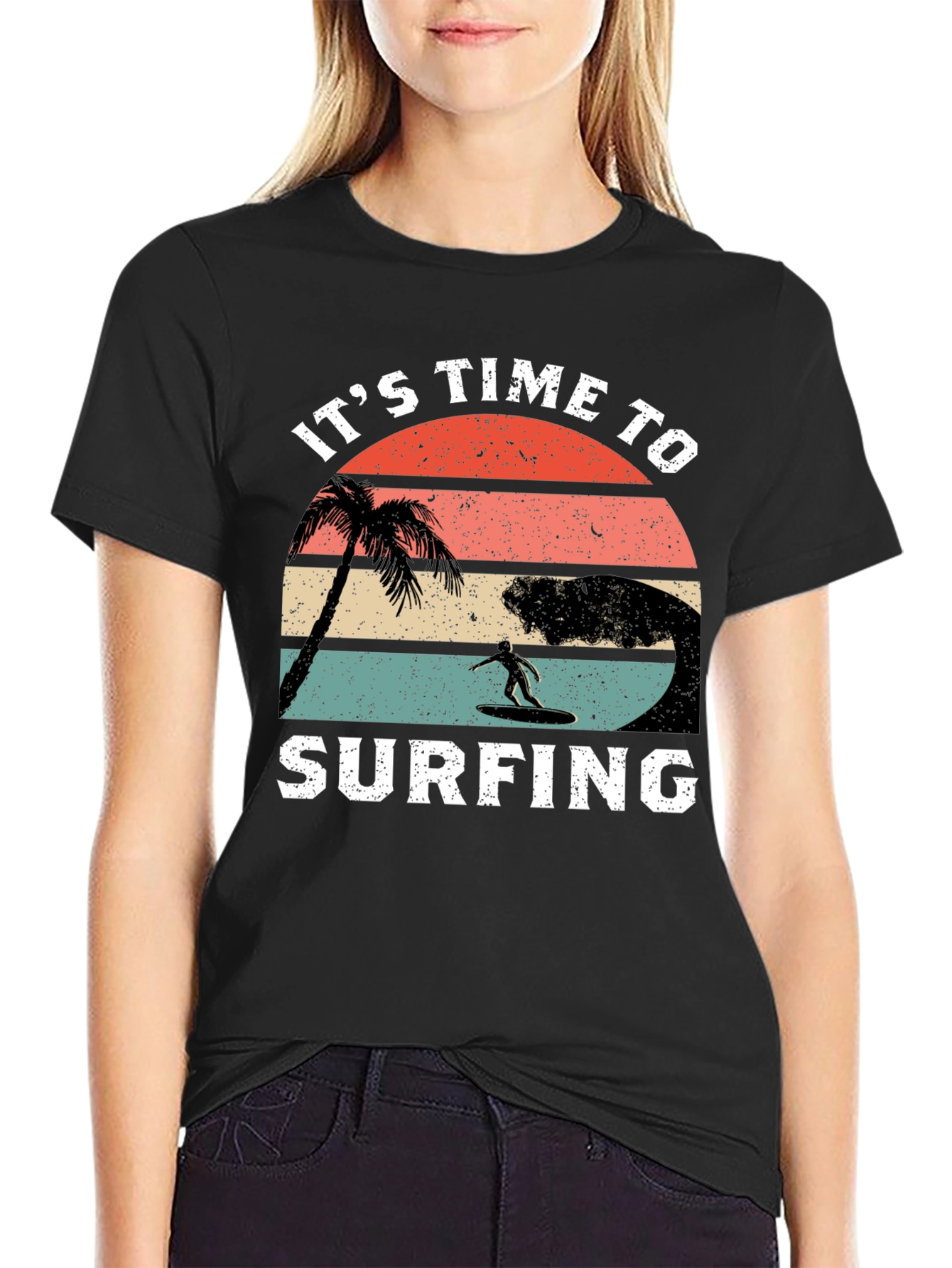 Its Time To Surfing T-Shirt - Black