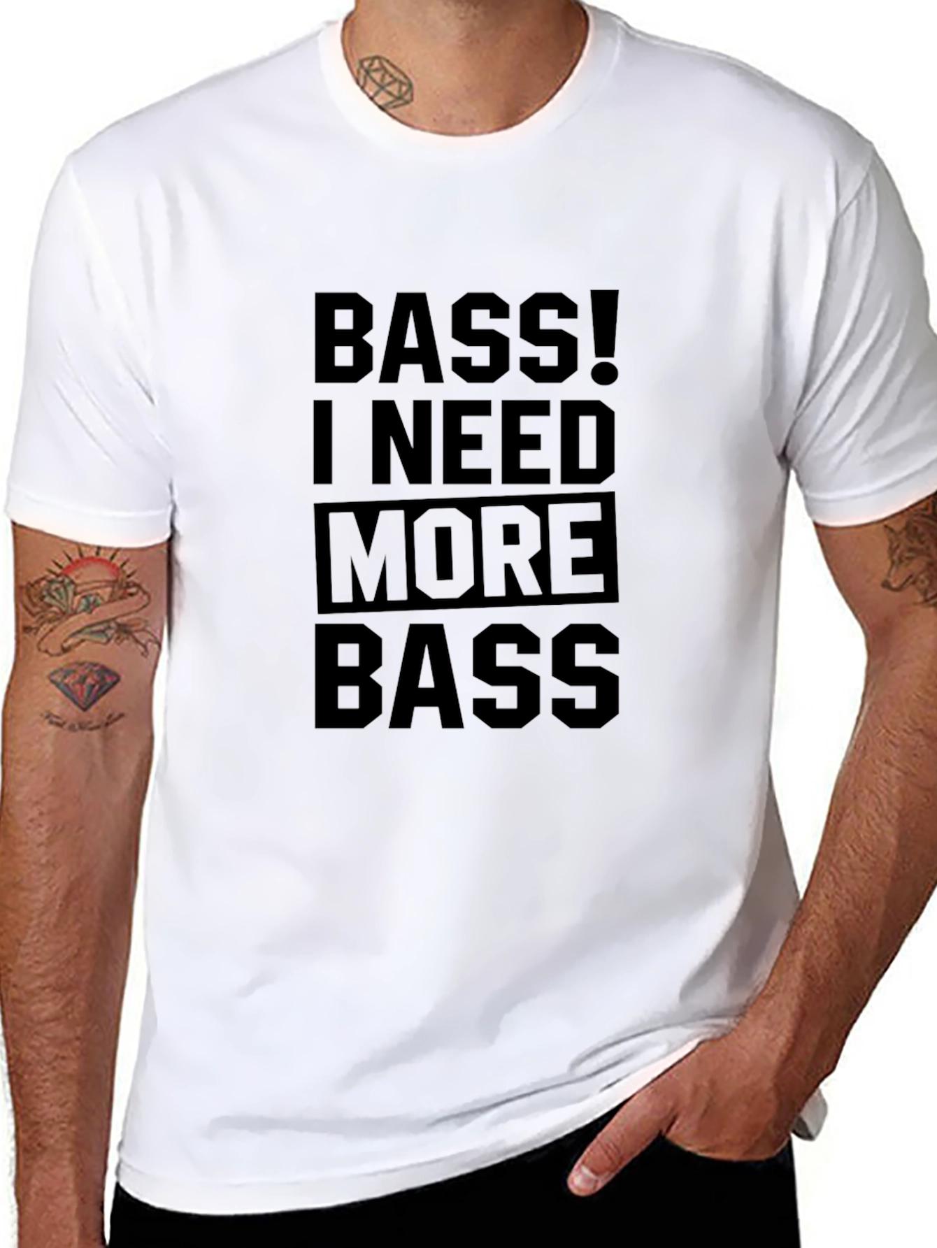 Bass I Need More Bass Black Graphic Tee