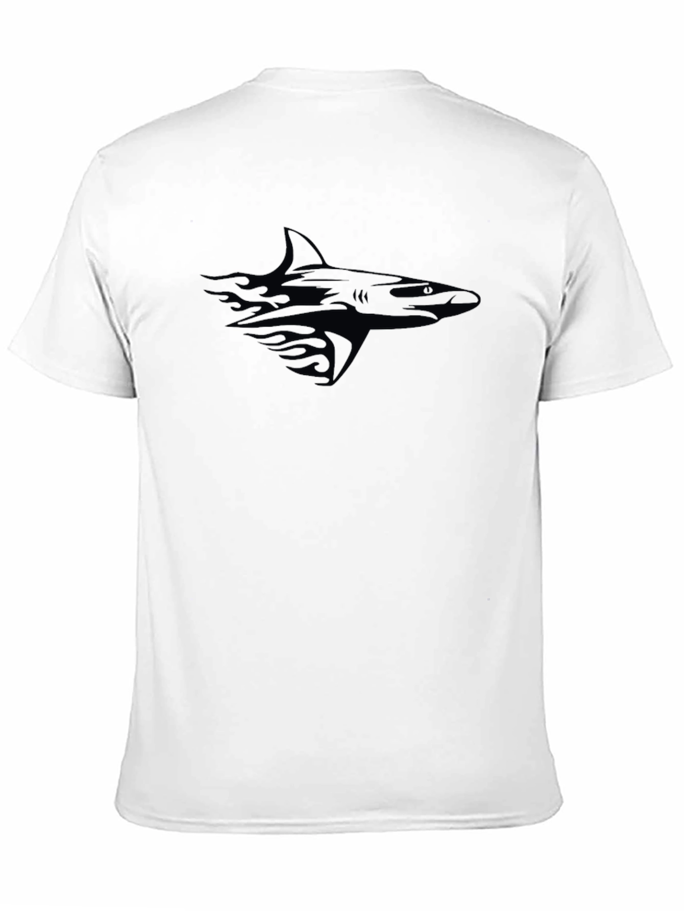 Mens Black Graphic T-Shirt - Shark Design