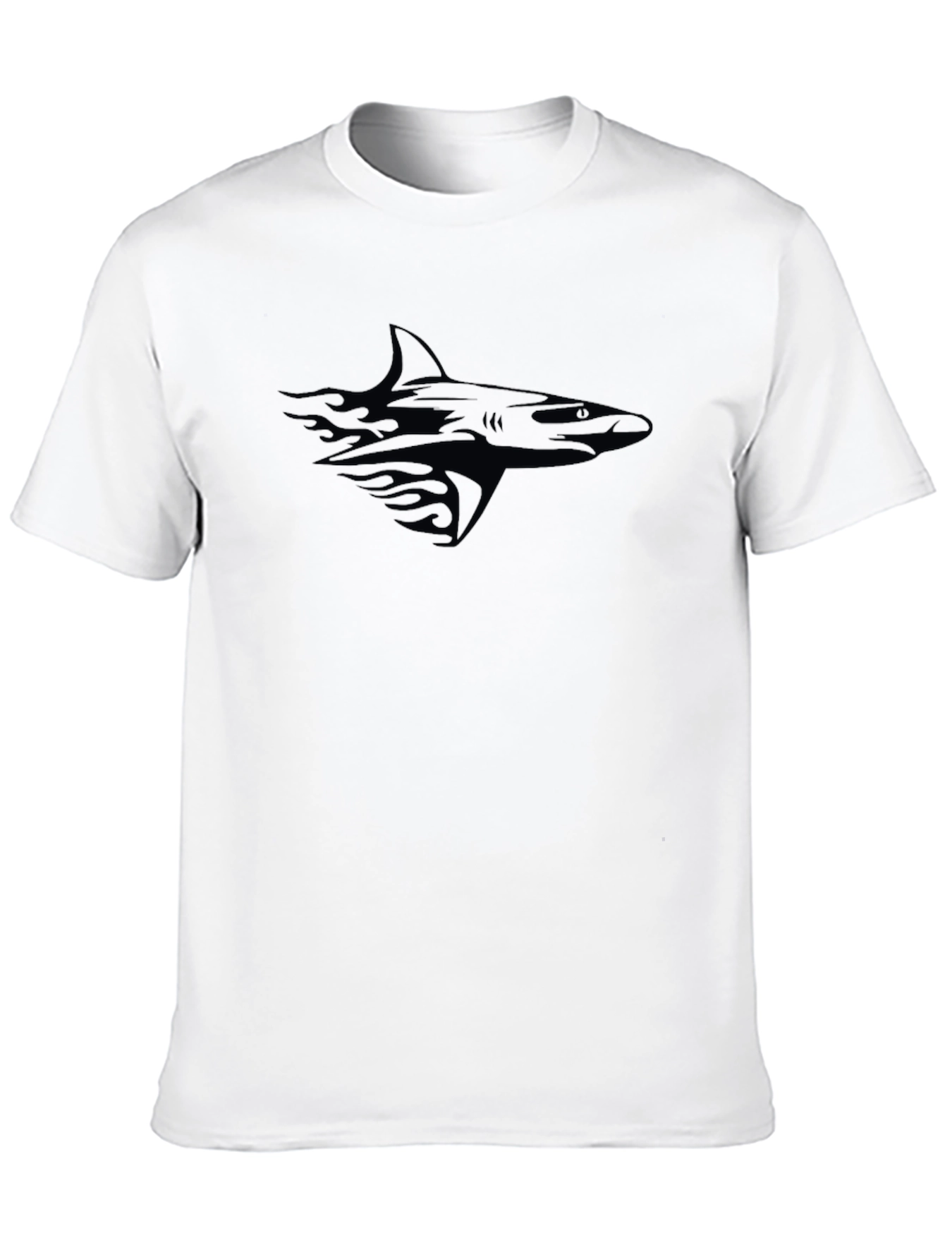 Mens Black Graphic T-Shirt - Shark Design