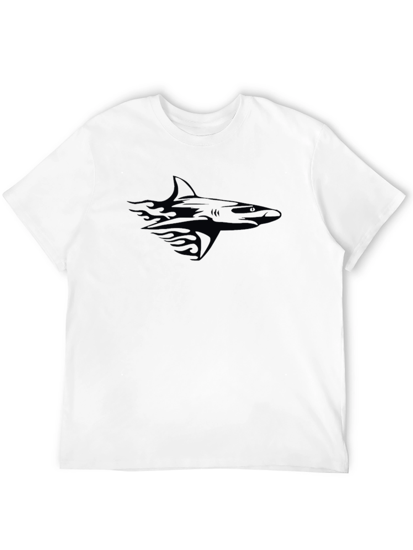 Mens Black Graphic T-Shirt - Shark Design