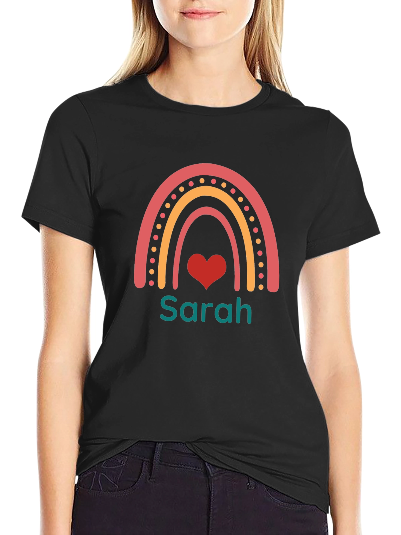 Personalized Rainbow Heart T-Shirt - Sarah