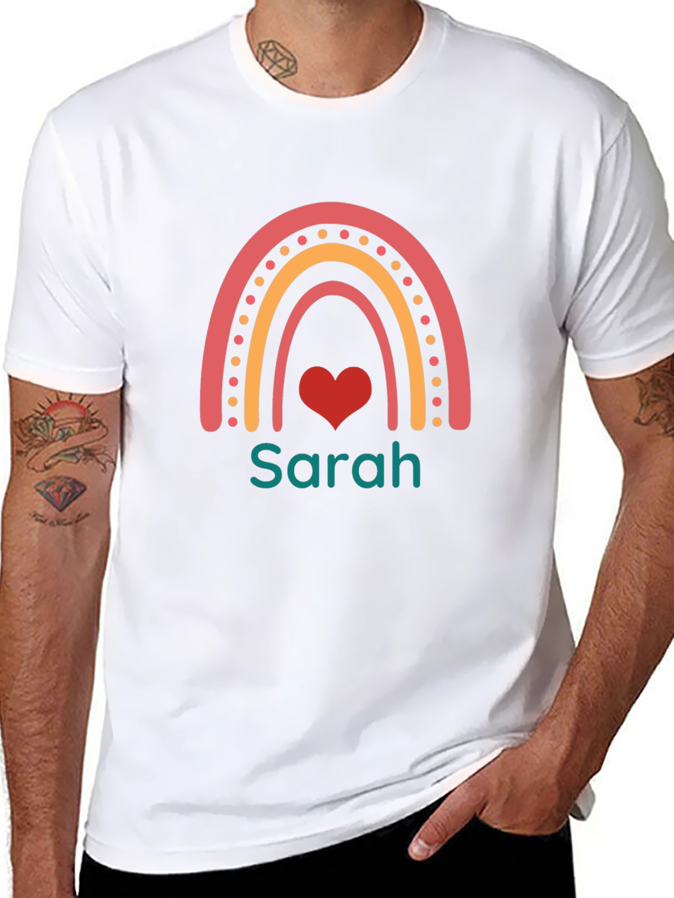 Personalized Rainbow Heart T-Shirt - Sarah