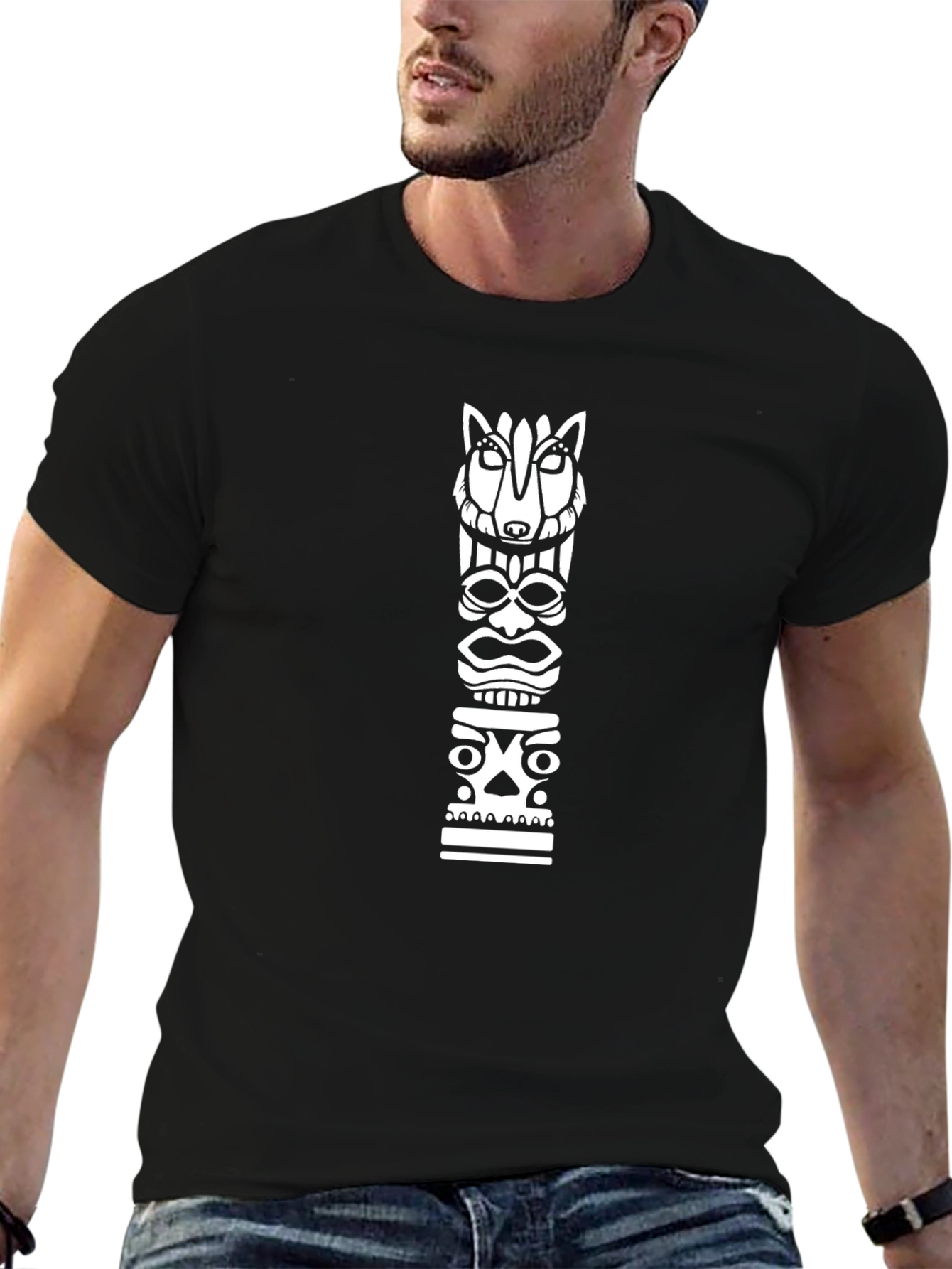 Tribal Totem Graphic Tee - Black