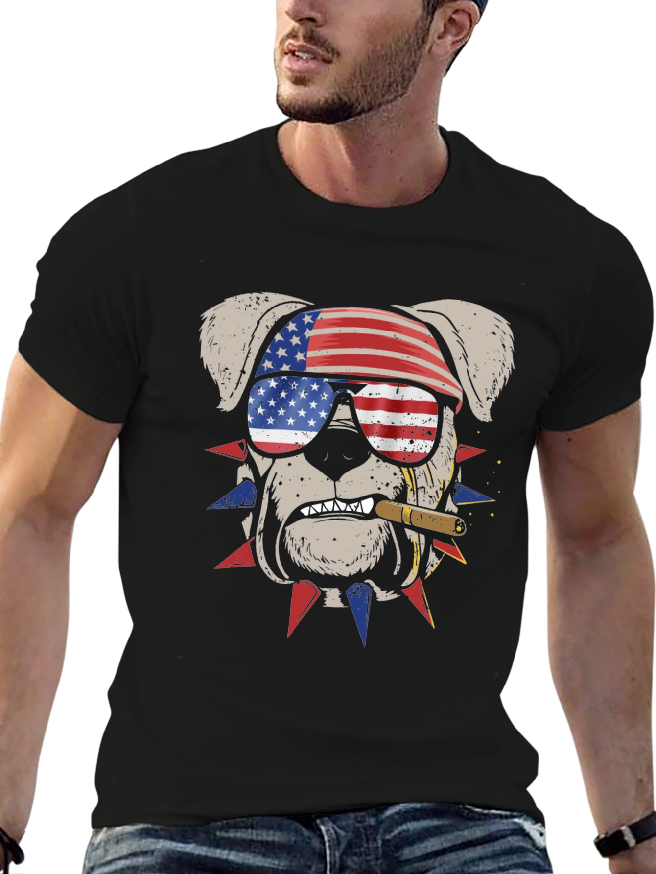 Patriotic Bulldog Graphic Tee