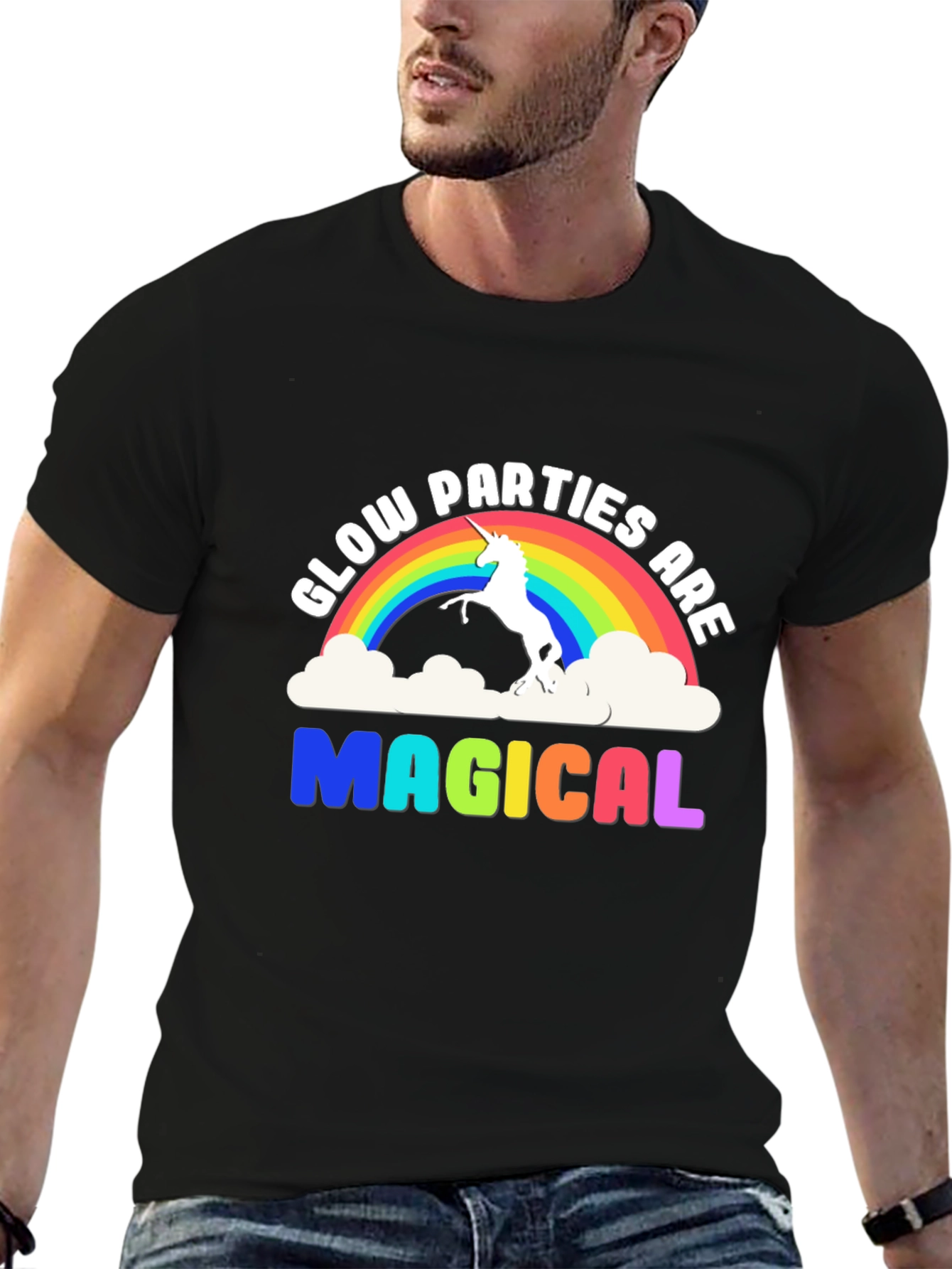 Magical Glow Party Rainbow Unicorn T-Shirt