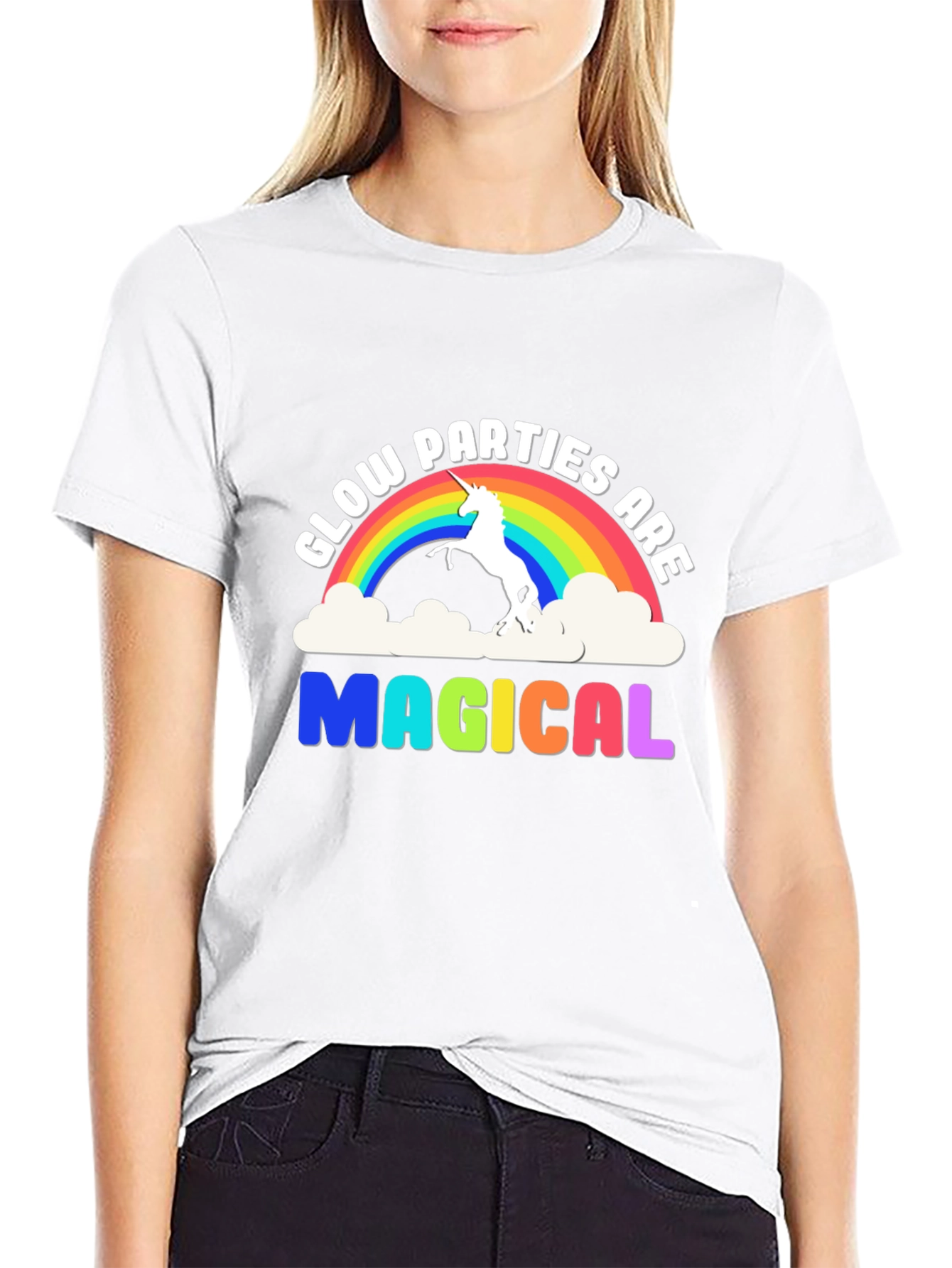 Magical Glow Party Rainbow Unicorn T-Shirt