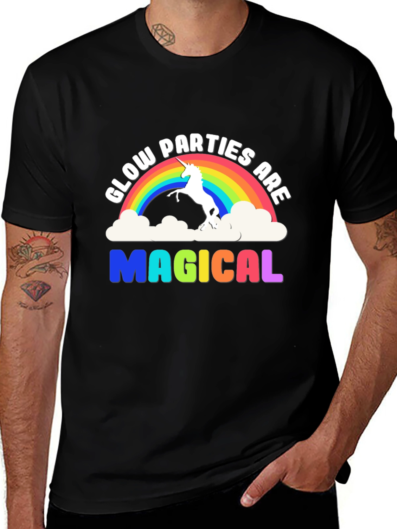 Magical Glow Party Rainbow Unicorn T-Shirt