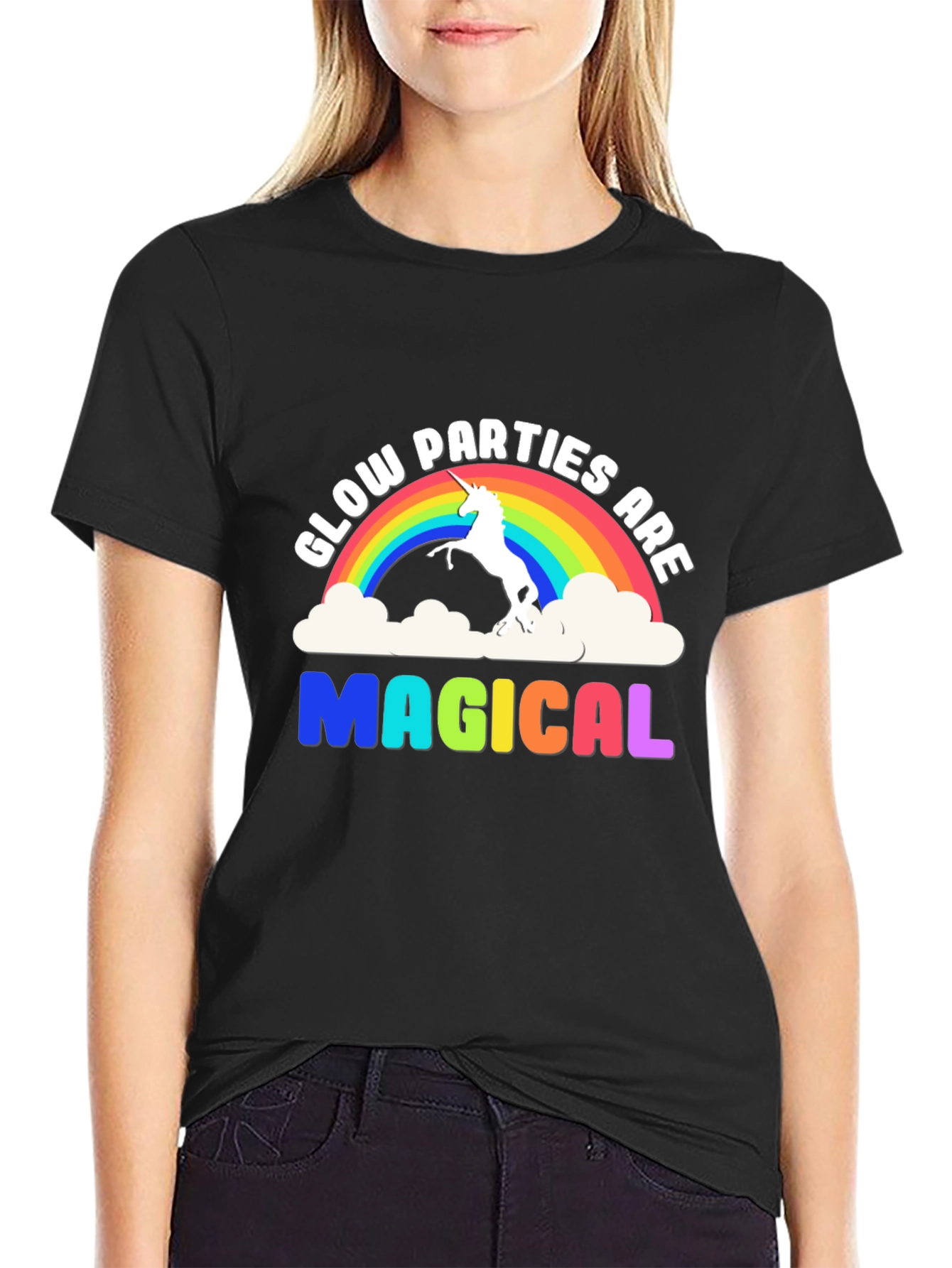 Magical Glow Party Rainbow Unicorn T-Shirt