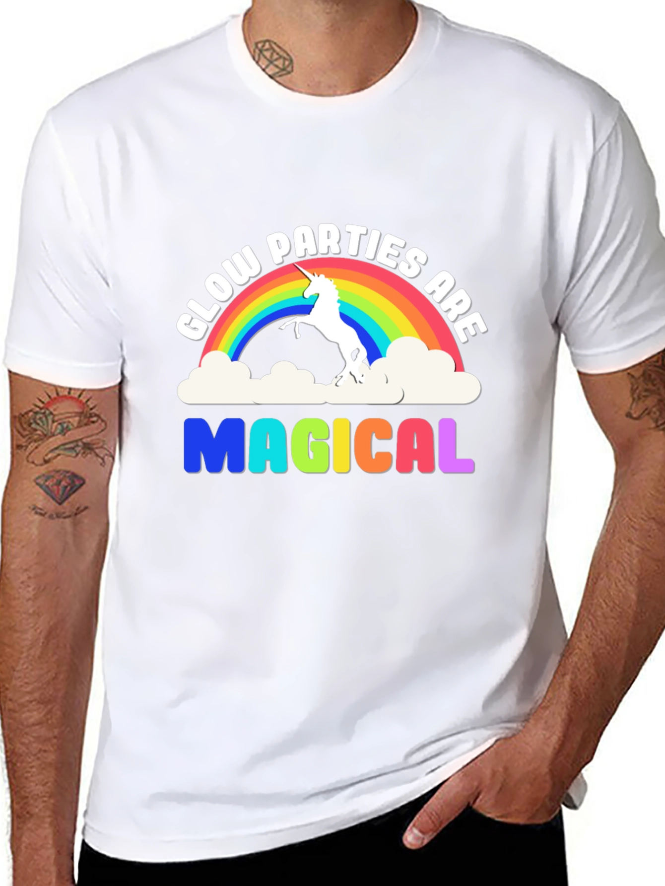 Magical Glow Party Rainbow Unicorn T-Shirt