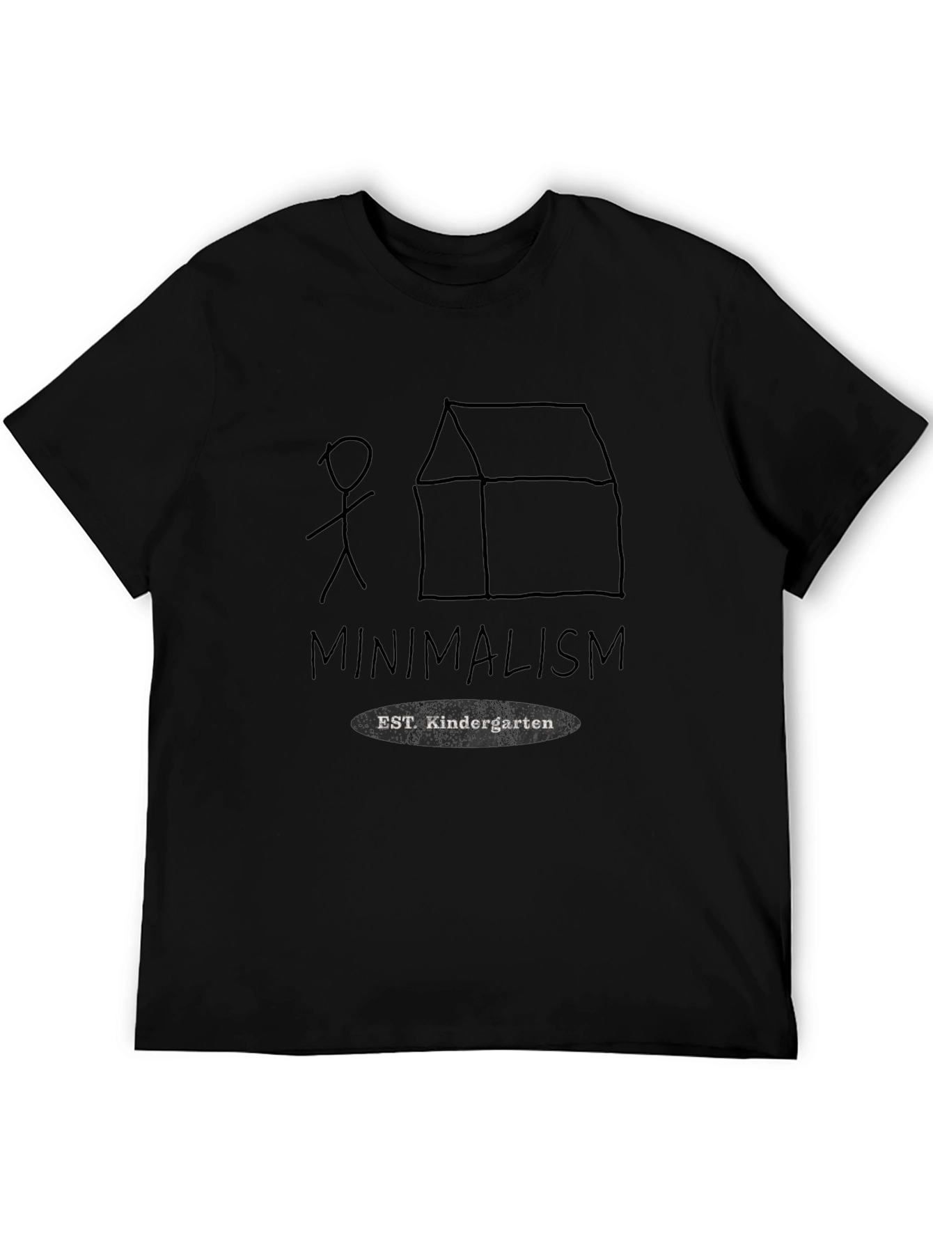 Minimalism Kindergarten Black T-Shirt