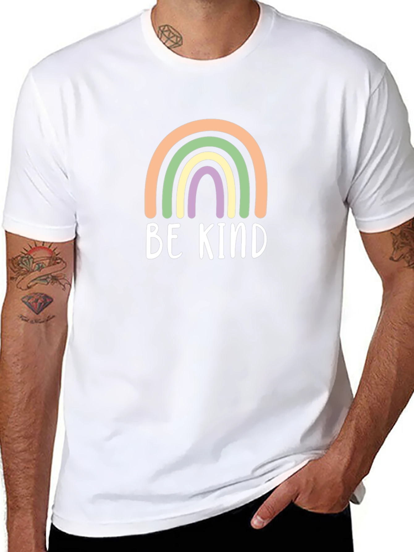 Be Kind Rainbow Graphic Tee - Black