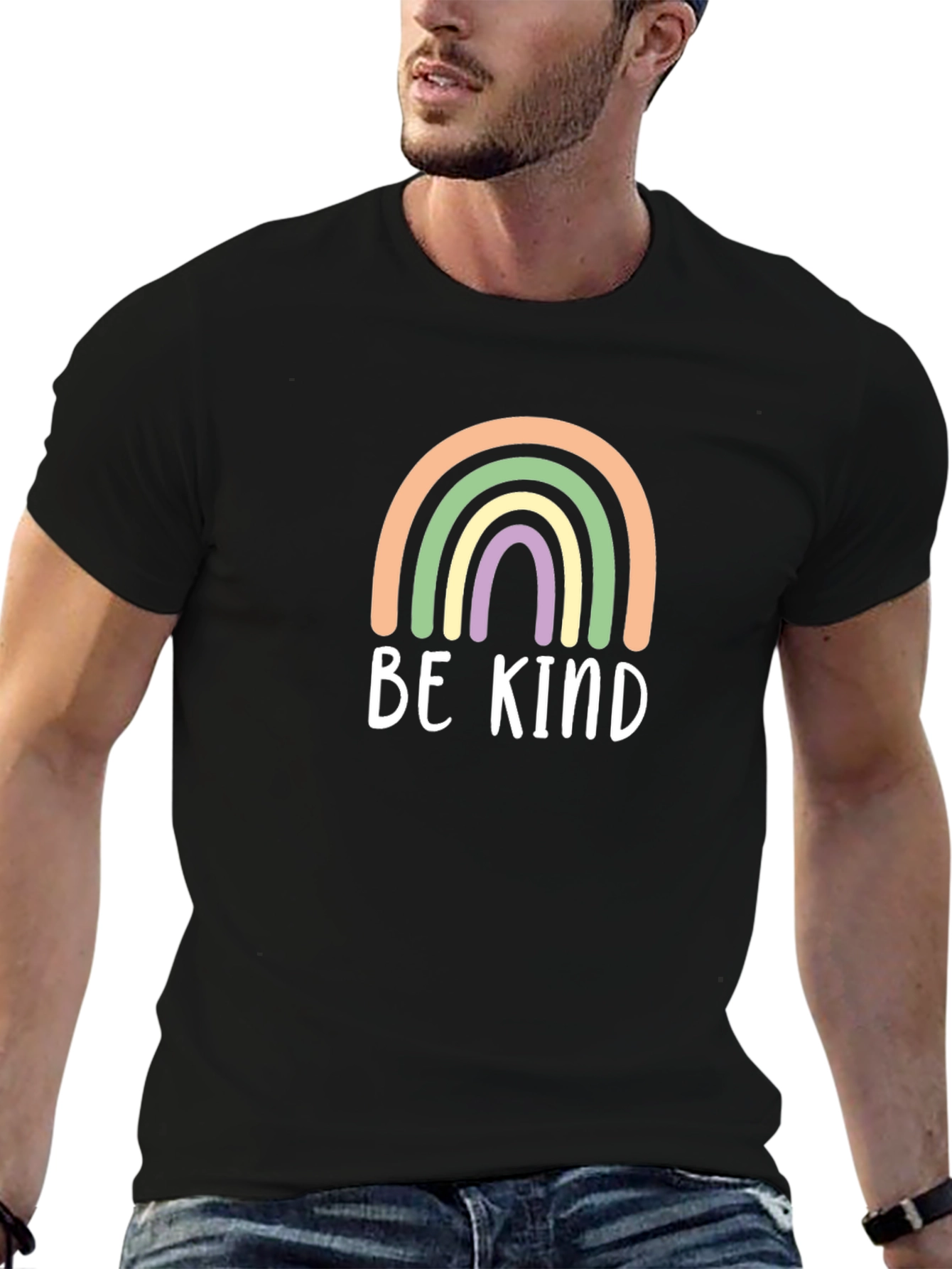 Be Kind Rainbow Graphic Tee - Black