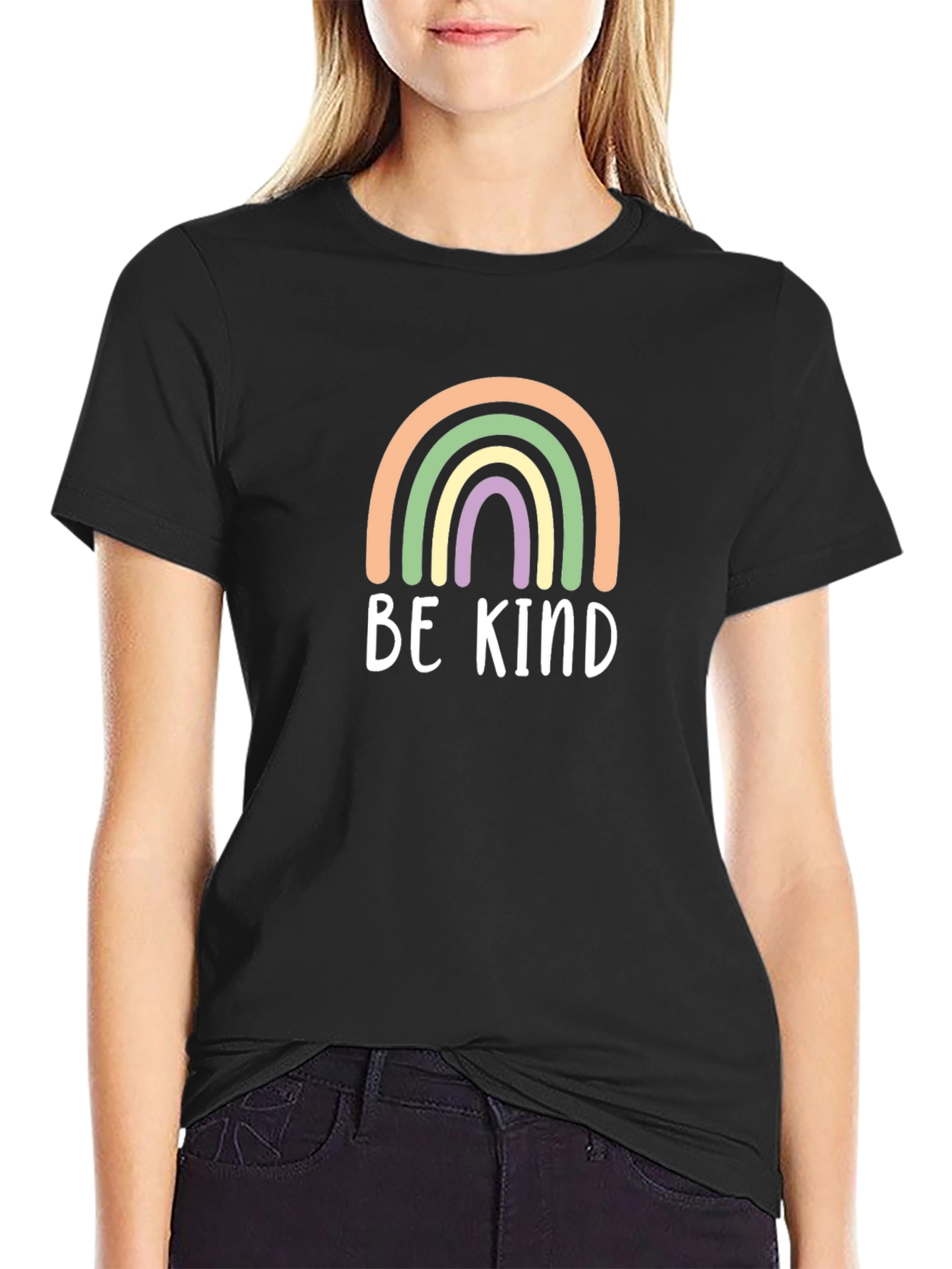 Be Kind Rainbow Graphic Tee - Black