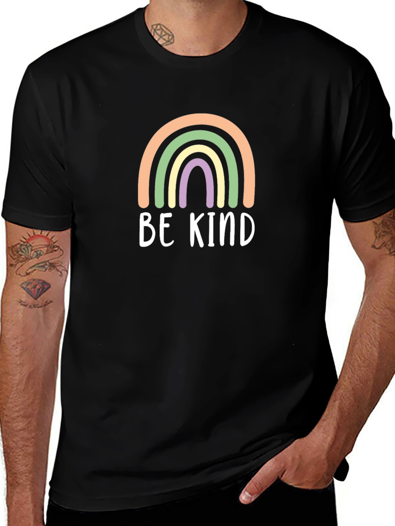 Be Kind Rainbow Graphic Tee - Black