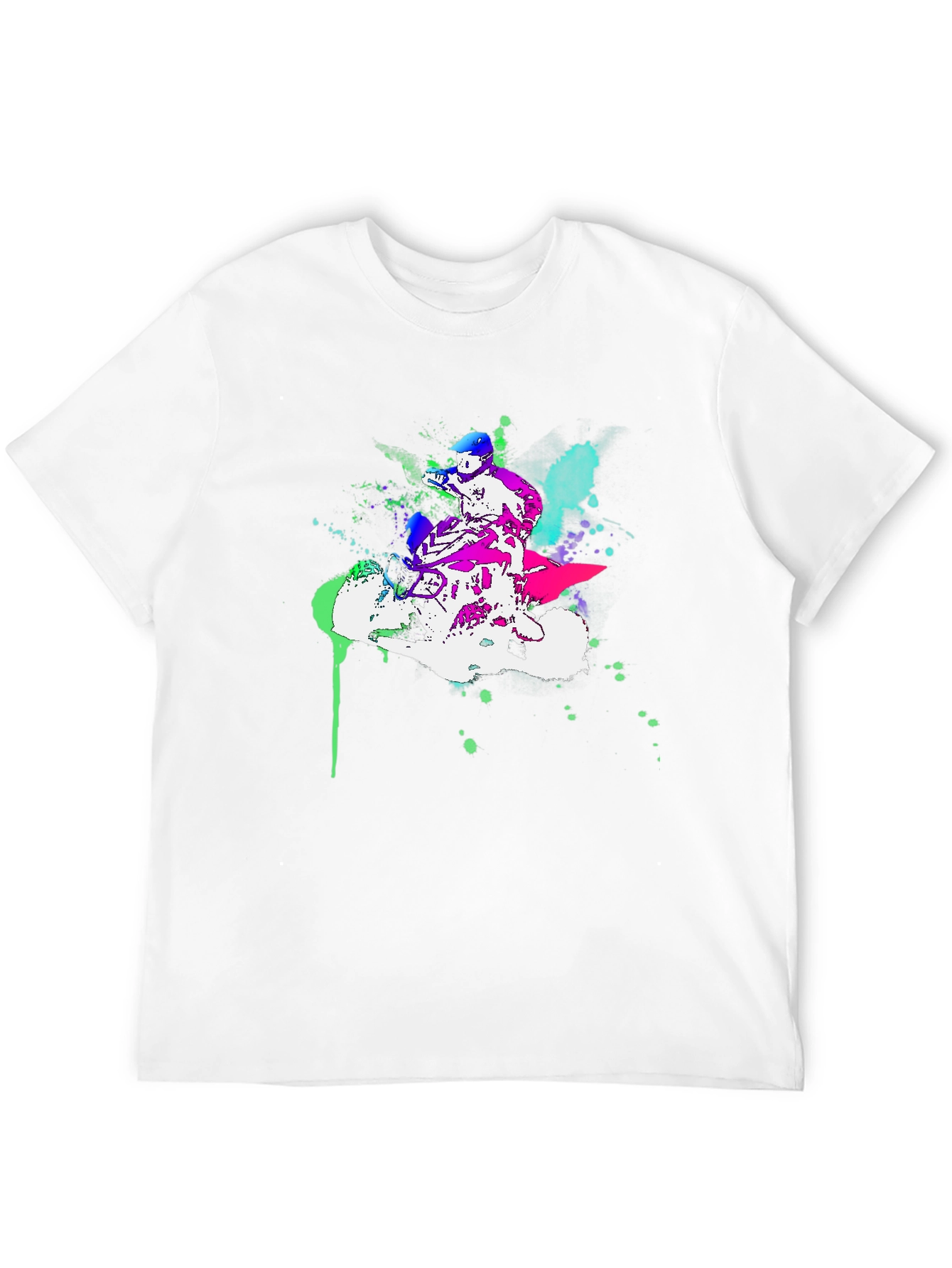 Motorcycle Graphic Tee - Stylish Ink Splatter Design