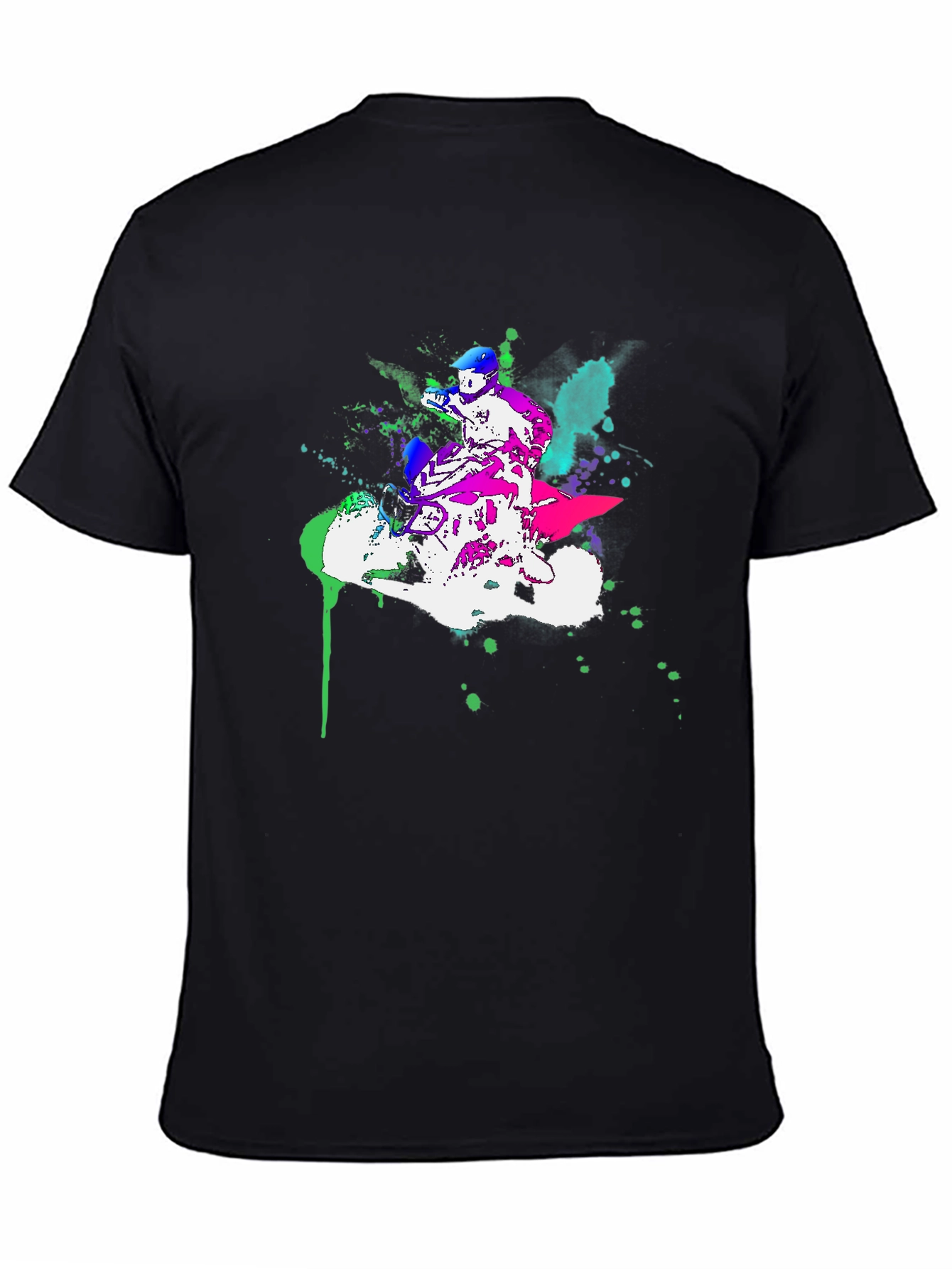 Motorcycle Graphic Tee - Stylish Ink Splatter Design