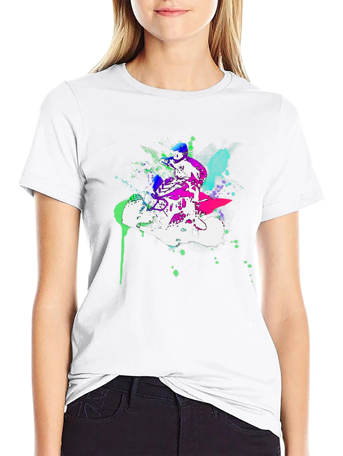 Motorcycle Graphic Tee - Stylish Ink Splatter Design