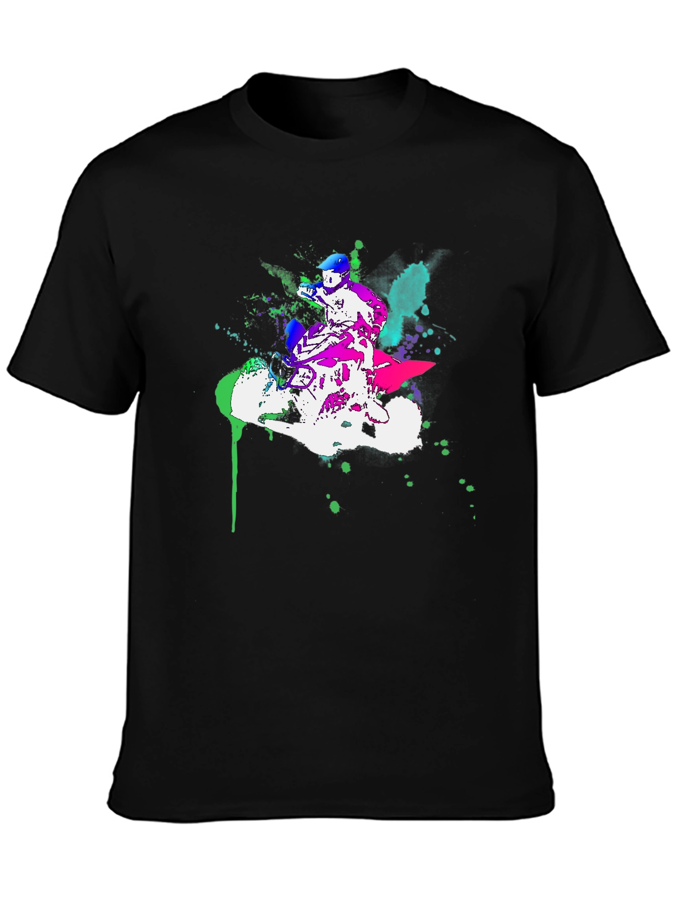 Motorcycle Graphic Tee - Stylish Ink Splatter Design