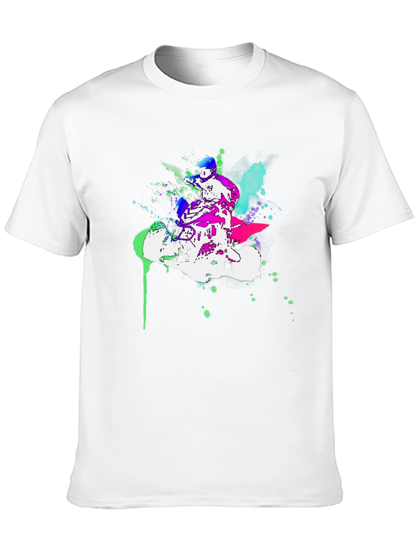 Motorcycle Graphic Tee - Stylish Ink Splatter Design