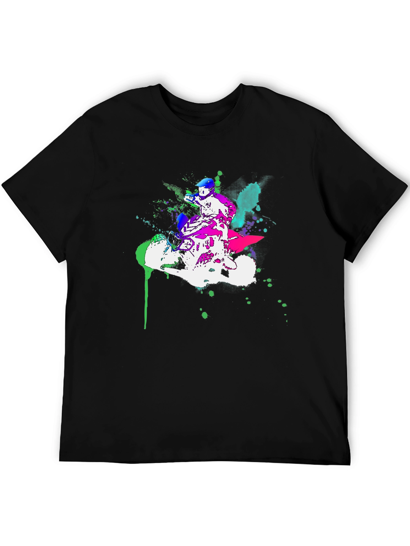 Motorcycle Graphic Tee - Stylish Ink Splatter Design