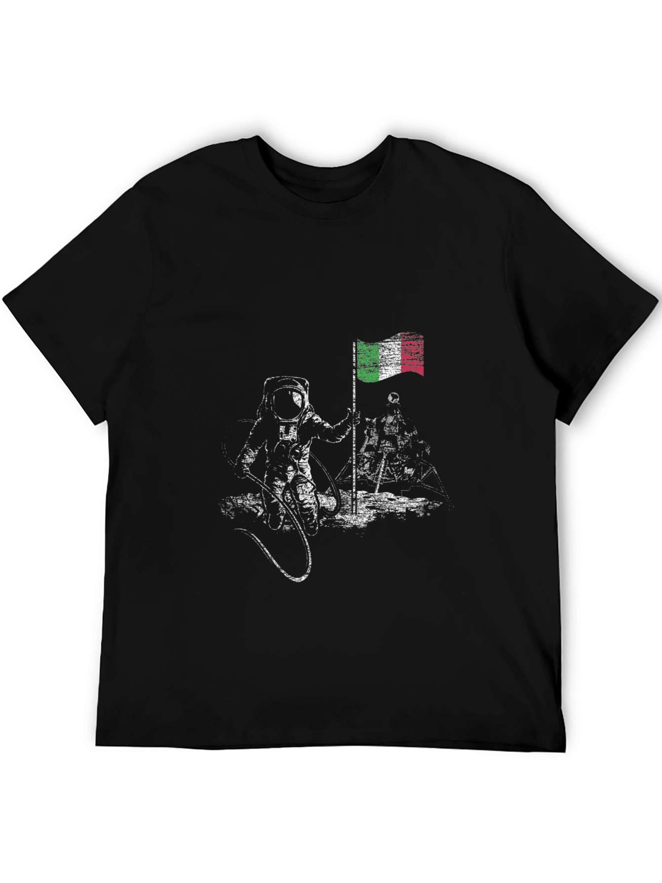 Italian Flag Astronaut Graphic Tee - Black