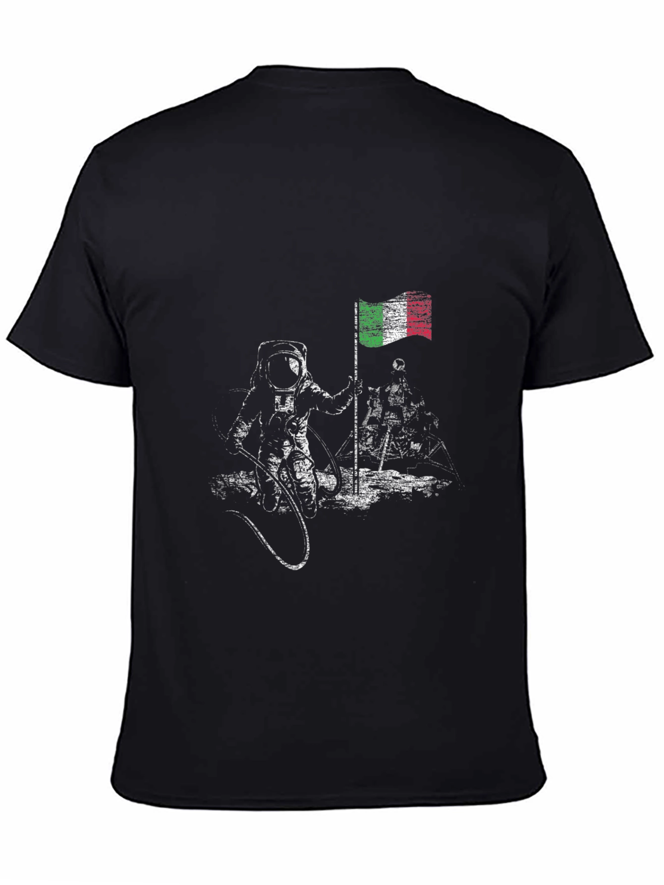 Italian Flag Astronaut Graphic Tee - Black