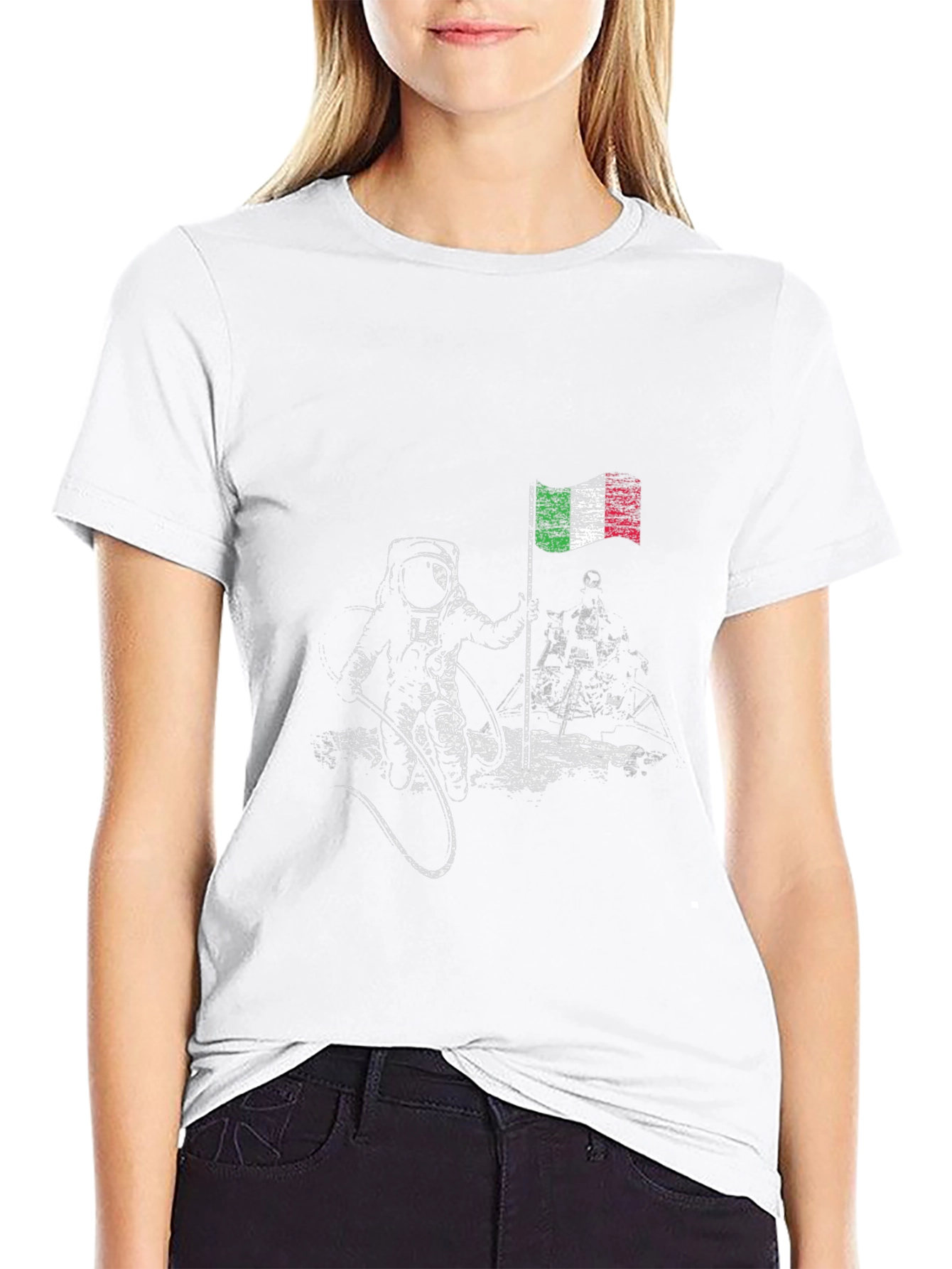 Italian Flag Astronaut Graphic Tee - Black