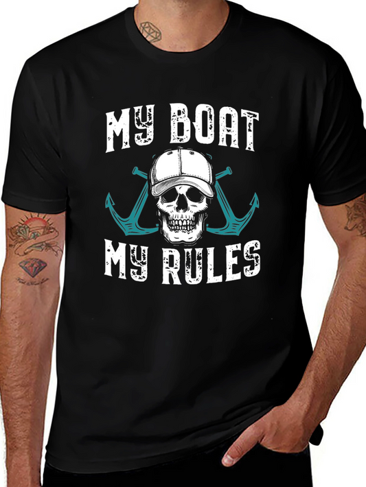 My Boat My Rules T-Shirt - Skull & Anchor Design