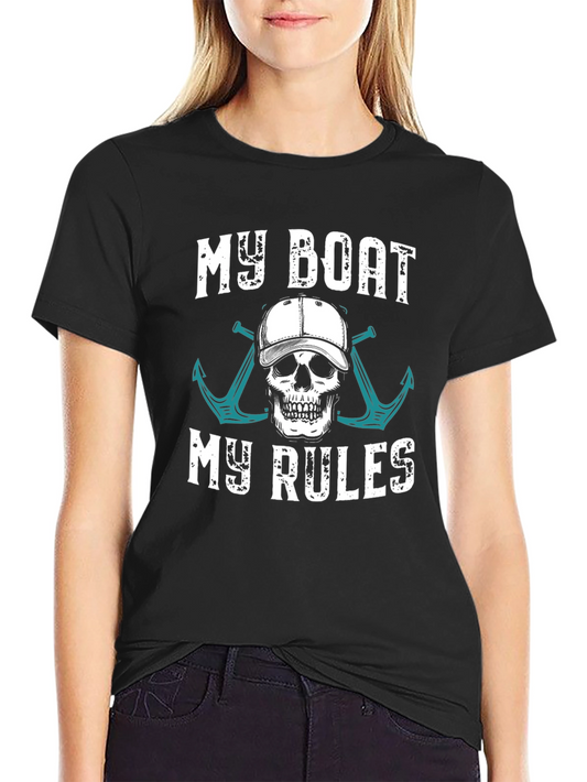 My Boat My Rules T-Shirt - Skull & Anchor Design