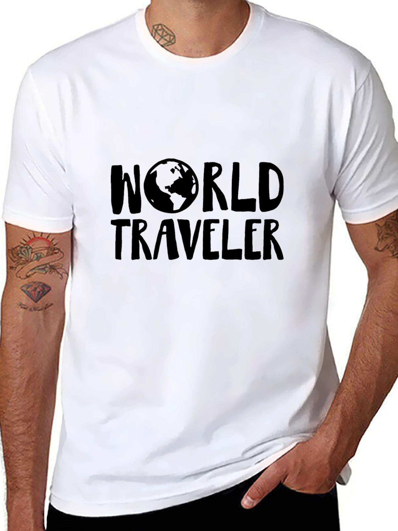 World Traveler Graphic Tee - Black Cotton