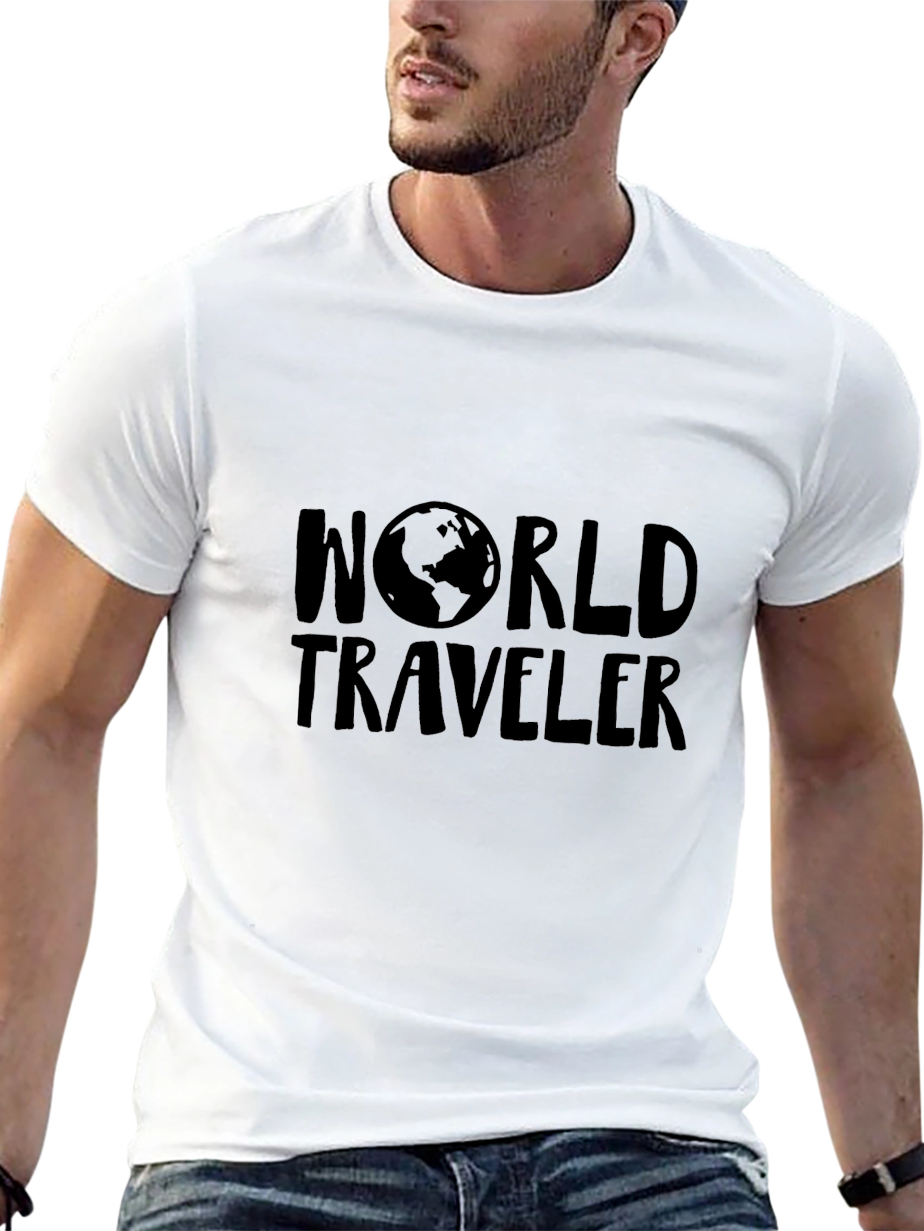 World Traveler Graphic Tee - Black Cotton