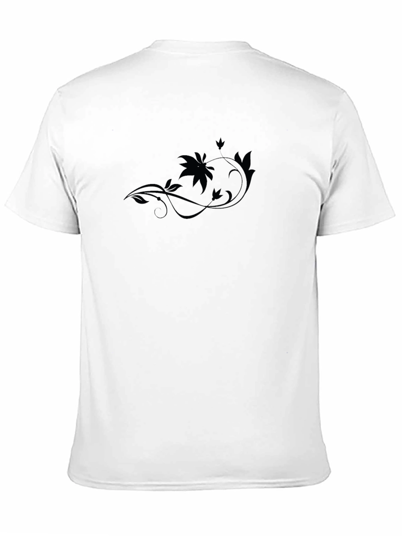 Mens Black Graphic Tee - Floral Accent