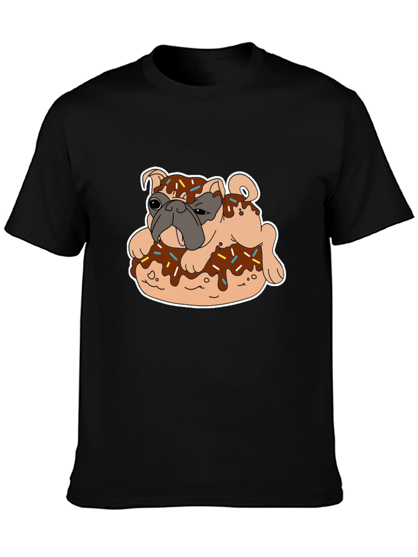Pug on Donut Graphic Tee - Black T-Shirt