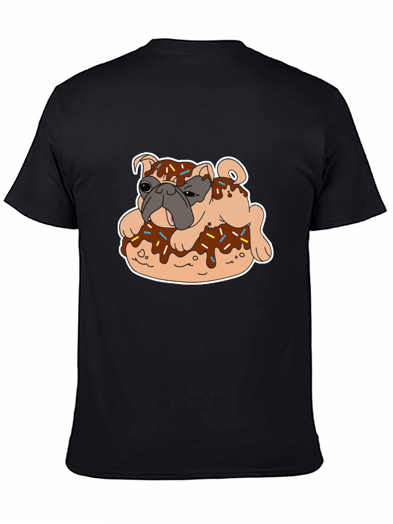 Pug on Donut Graphic Tee - Black T-Shirt