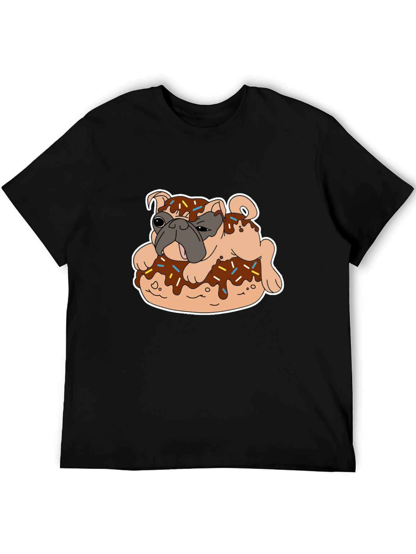 Pug on Donut Graphic Tee - Black T-Shirt