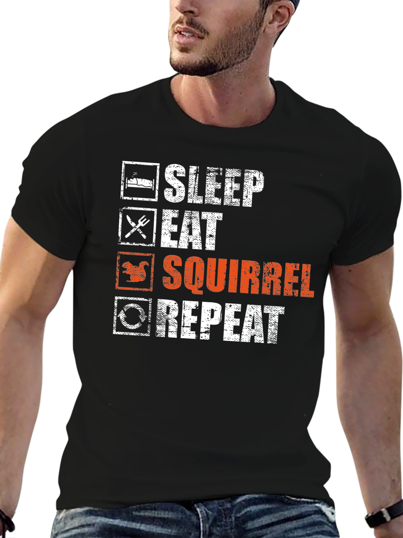 Sleep Eat Squirrel Repeat Graphic T-Shirt