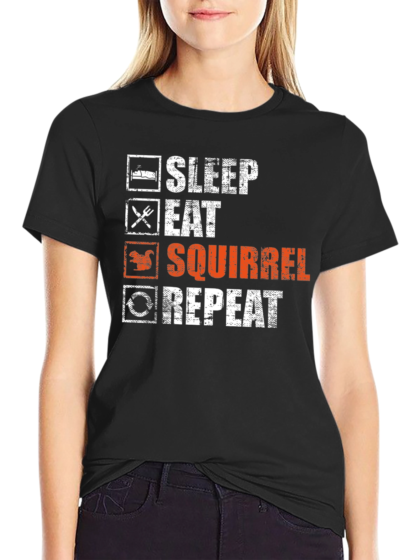 Sleep Eat Squirrel Repeat Graphic T-Shirt
