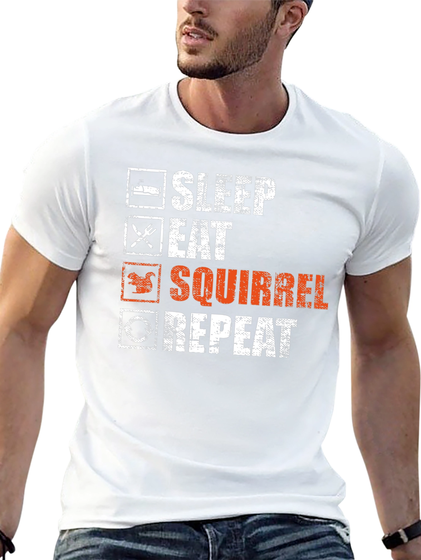 Sleep Eat Squirrel Repeat Graphic T-Shirt