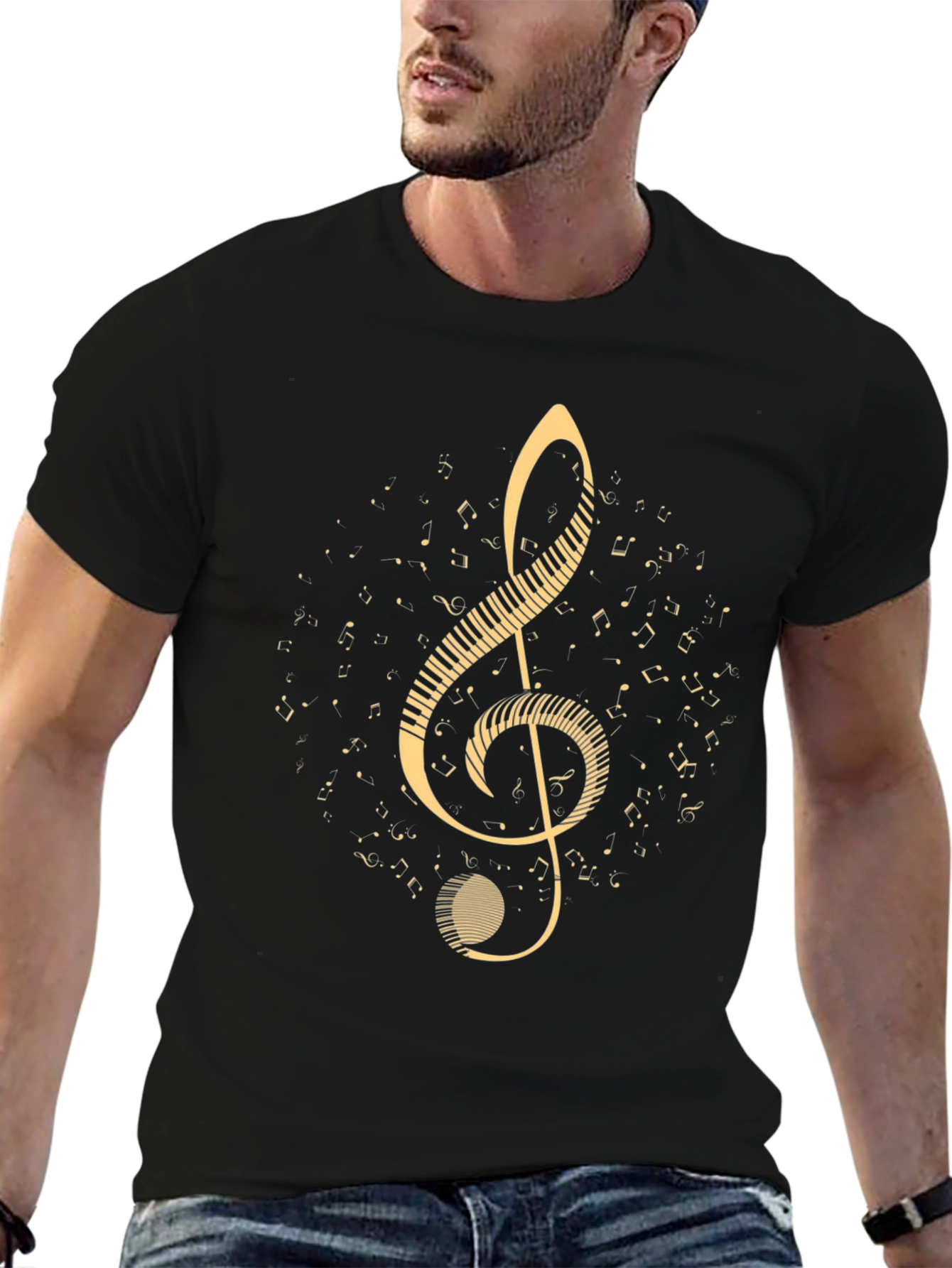Musical Clef T-Shirt - Black Cotton Music Tee