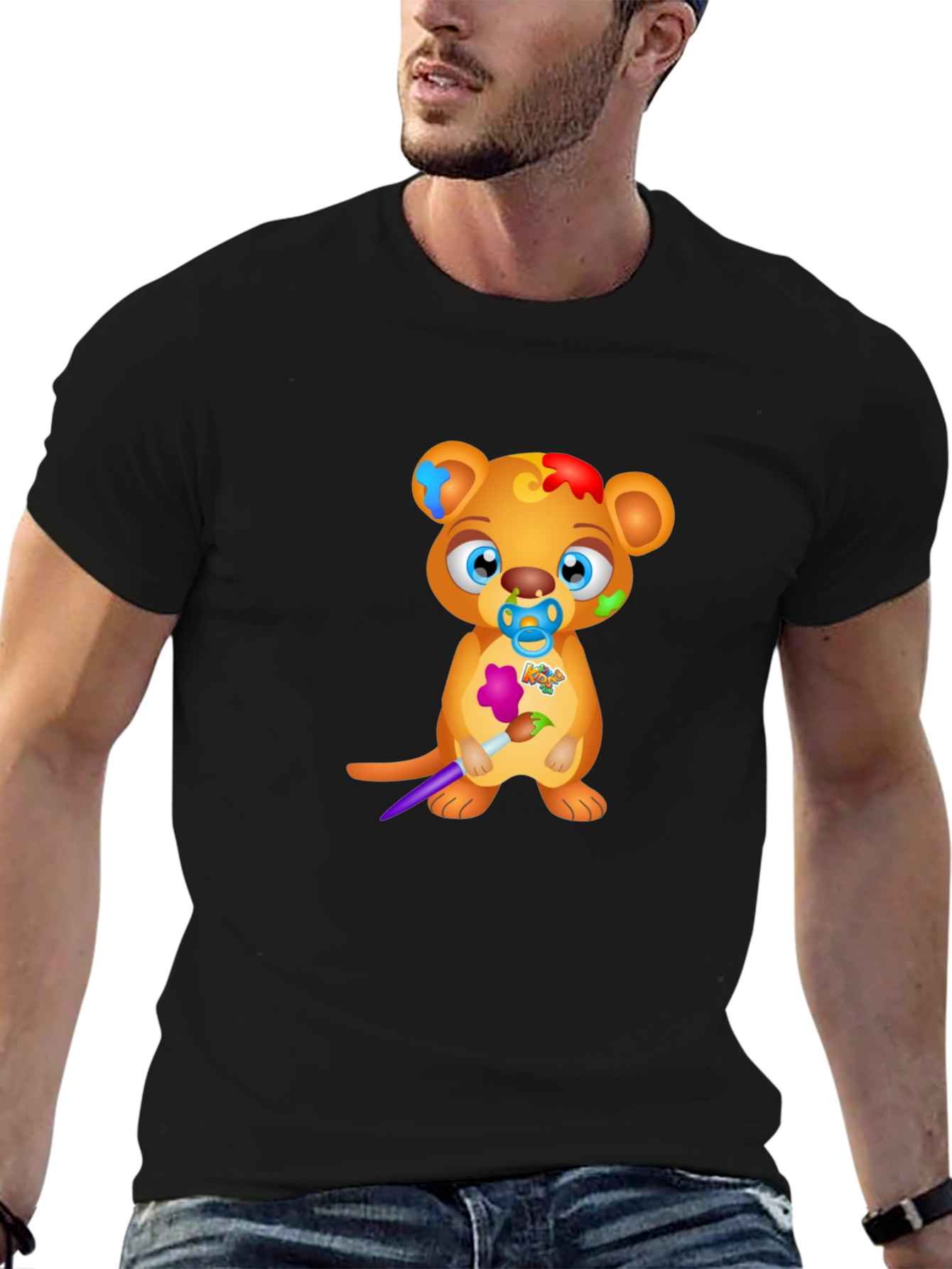 Cartoon Bear Artist Graphic Tee