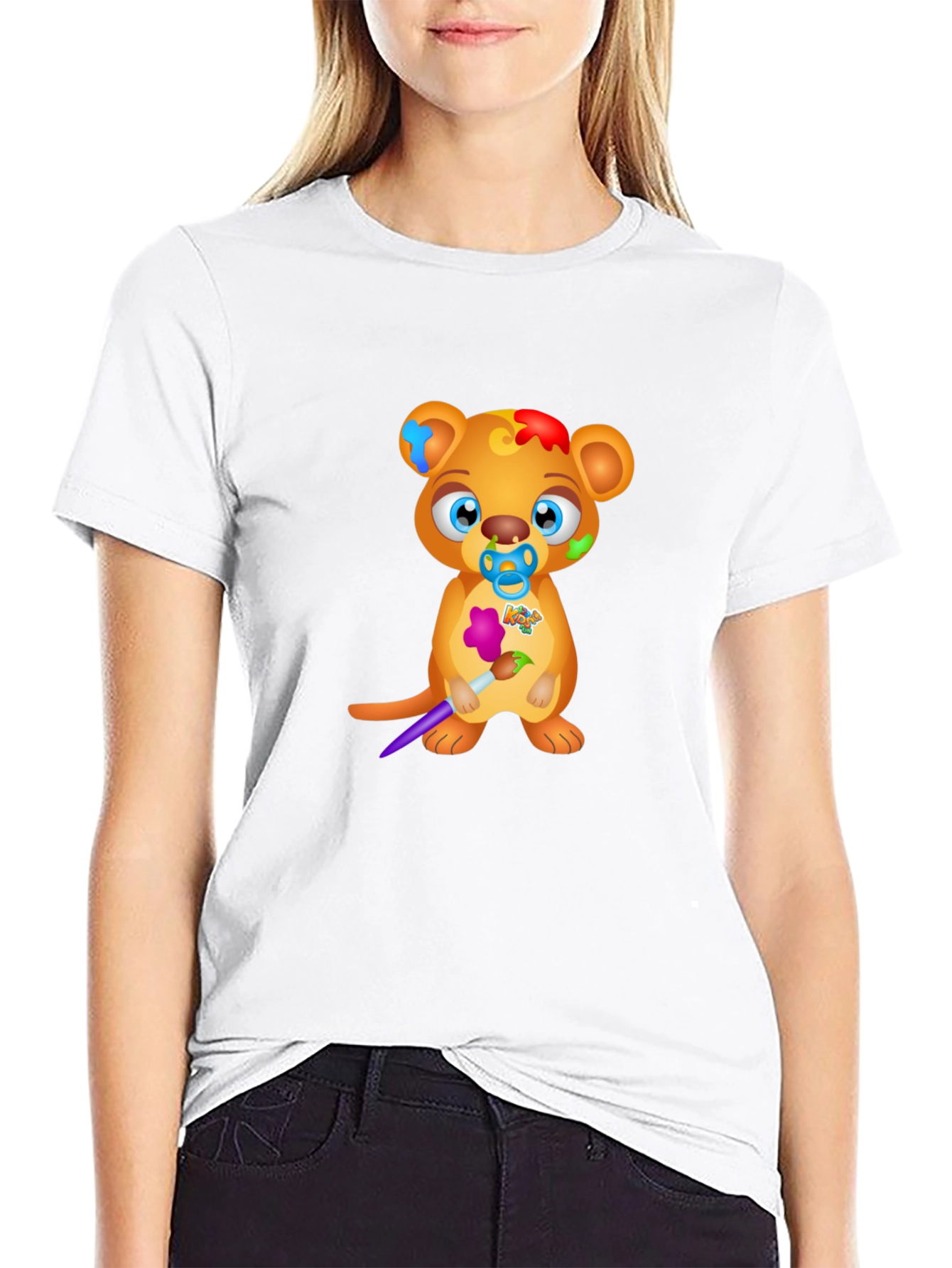Cartoon Bear Artist Graphic Tee