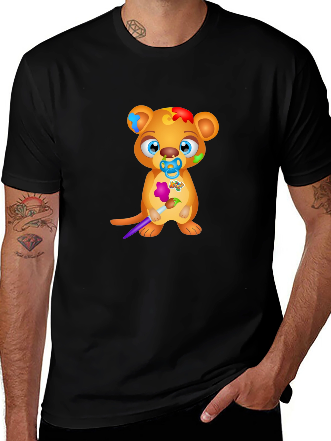 Cartoon Bear Artist Graphic Tee