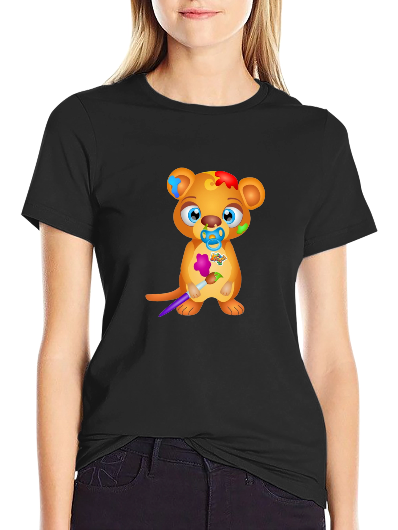 Cartoon Bear Artist Graphic Tee